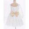 imageIDOPIP Toddler Girls Sparkly Dresses Sequin Bowknot Pageant Birthday Party Dress Glitter Mesh Long Sleeve Fall Dress ClothesWhite