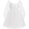 imageIDOPIP Toddler Girls Sparkly Dresses Sequin Bowknot Pageant Birthday Party Dress Glitter Mesh Long Sleeve Fall Dress ClothesWhite