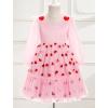 imageIDOPIP Toddler Girls Tutu Dress Mesh Long Sleeve Strawberry Heart Valentine Birthday Party Dresses Pageant Ruffle Tulle GownPink Heart