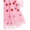 imageIDOPIP Toddler Girls Tutu Dress Mesh Long Sleeve Strawberry Heart Valentine Birthday Party Dresses Pageant Ruffle Tulle GownPink Heart