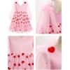 imageIDOPIP Toddler Girls Tutu Dress Mesh Long Sleeve Strawberry Heart Valentine Birthday Party Dresses Pageant Ruffle Tulle GownPink Heart