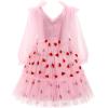 imageIDOPIP Toddler Girls Tutu Dress Mesh Long Sleeve Strawberry Heart Valentine Birthday Party Dresses Pageant Ruffle Tulle GownPink Heart