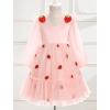 imageIDOPIP Toddler Girls Tutu Dress Mesh Long Sleeve Strawberry Heart Valentine Birthday Party Dresses Pageant Ruffle Tulle GownPink Strawberry
