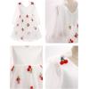 imageIDOPIP Toddler Girls Tutu Dress Mesh Long Sleeve Strawberry Heart Valentine Birthday Party Dresses Pageant Ruffle Tulle GownWhite Cherry