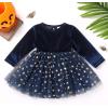 imageIDOPIP Toddler Girls Velvet Romper Dress with Cloak Cape Outfit Princess Star Glitters Tulle Dress Cute Christmas Party GownNavy Blue