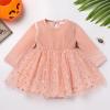 imageIDOPIP Toddler Girls Velvet Romper Dress with Cloak Cape Outfit Princess Star Glitters Tulle Dress Cute Christmas Party GownPink