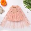 imageIDOPIP Toddler Girls Velvet Romper Dress with Cloak Cape Outfit Princess Star Glitters Tulle Dress Cute Christmas Party GownPink