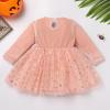 imageIDOPIP Toddler Girls Velvet Romper Dress with Cloak Cape Outfit Princess Star Glitters Tulle Dress Cute Christmas Party GownPink