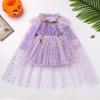imageIDOPIP Toddler Girls Velvet Romper Dress with Cloak Cape Outfit Princess Star Glitters Tulle Dress Cute Christmas Party GownPurple