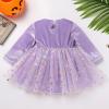 imageIDOPIP Toddler Girls Velvet Romper Dress with Cloak Cape Outfit Princess Star Glitters Tulle Dress Cute Christmas Party GownPurple