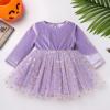 imageIDOPIP Toddler Girls Velvet Romper Dress with Cloak Cape Outfit Princess Star Glitters Tulle Dress Cute Christmas Party GownPurple
