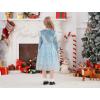 imageIDOPIP Velvet Tutu Dress for Girls Christmas Sparkle Star Winter Birthday Party Long Sleeve Mesh RuffleBlue