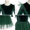 imageIDOPIP Velvet Tutu Dress for Girls Christmas Sparkle Star Winter Birthday Party Long Sleeve Mesh RuffleGreen