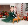 imageIDOPIP Velvet Tutu Dress for Girls Christmas Sparkle Star Winter Birthday Party Long Sleeve Mesh RuffleGreen