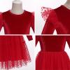 imageIDOPIP Velvet Tutu Dress for Girls Christmas Sparkle Star Winter Birthday Party Long Sleeve Mesh RuffleRed