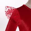 imageIDOPIP Velvet Tutu Dress for Girls Christmas Sparkle Star Winter Birthday Party Long Sleeve Mesh RuffleRed
