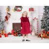 imageIDOPIP Velvet Tutu Dress for Girls Christmas Sparkle Star Winter Birthday Party Long Sleeve Mesh RuffleWine Red