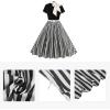 imageIDOPIP Women Elegant Tie Neck Floral Vintage Dress 1950s Retro Cocktail Prom Swing Dress Formal Party Pinup Rockabilly DressBlack  White Stripe