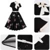 imageIDOPIP Women Elegant Tie Neck Floral Vintage Dress 1950s Retro Cocktail Prom Swing Dress Formal Party Pinup Rockabilly DressBlack