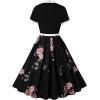 imageIDOPIP Women Elegant Tie Neck Floral Vintage Dress 1950s Retro Cocktail Prom Swing Dress Formal Party Pinup Rockabilly DressBlack
