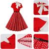 imageIDOPIP Women Elegant Tie Neck Floral Vintage Dress 1950s Retro Cocktail Prom Swing Dress Formal Party Pinup Rockabilly DressRedpolka Dot
