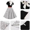 imageIDOPIP Women Elegant Tie Neck Floral Vintage Dress 1950s Retro Cocktail Prom Swing Dress Formal Party Pinup Rockabilly DressWhitepolka Dot