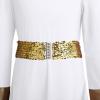 imageLittle Big Girls Metallic Gold Praise Dance Dress with Sequins Waistband Bell Long Sleeve Liturgical Worship Church Dress Loose Fit Full Length Maxi Swing Gown Tunic Circle Skirt Dancewear White 78Y