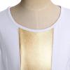 imageMetallic Gold Praise Dance Dresses for Girls Liturgical Lyrical Color Block Full Length Swing Gown Loose Fit Robe Ruffle Tunic Circle Skirt Long Sleeve Worship Dancewear Ballet Costume White 34Y