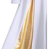 imageMetallic Gold Praise Dance Dresses for Girls Liturgical Lyrical Color Block Full Length Swing Gown Loose Fit Robe Ruffle Tunic Circle Skirt Long Sleeve Worship Dancewear Ballet Costume White 34Y
