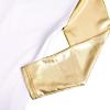 imagePraise Dance Dresses for Girls Kids Metallic Gold Color Block Long Sleeve Liturgical Lyrical Robe Loose Fit Full Length Maxi Swing Gown Ruffle Tunic Circle Skirt Worship Ballet Dancewear White 1314Y