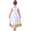 imagePraise Dance Dresses for Girls Kids Metallic Gold Color Block Long Sleeve Liturgical Lyrical Robe Loose Fit Full Length Maxi Swing Gown Ruffle Tunic Circle Skirt Worship Ballet Dancewear White 1314Y