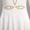 imageRhinestone Christian Cross Jesus Fish Praise Dance Dress for Girls Metallic Liturgical Lyrical Dancewear Loose Fit Full Length Long Sleeve Worship Dance Dress Costume White  Gold Fish 1112 Years
