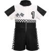 imageIDOPIP Baby Boys 1st 2nd Birthday Outfit Race Car Driver Romper Girls Boy Racer Jumpsuit Racing Suit Toddler Dress up CostumeBlack