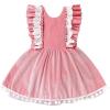 imageIDOPIP Baby Girls Velvet Dress Ruffle Lace Romper Tutu Dress Christmas Birthday Outfits Infant Princess Party Pageant DressesPink