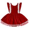 imageIDOPIP Baby Girls Velvet Dress Ruffle Lace Romper Tutu Dress Christmas Birthday Outfits Infant Princess Party Pageant DressesRed