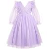 imageIDOPIP Princess Dress for Girls Sparkle Star Pageant Mesh Dress Formal Birthday Prom Gown Glitter Christening Tulle DressPurple