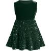 imageIDOPIP Sequin Velvet Dress for Baby Girls Toddler First Christmas Birthday Party Dresses Princess Pageant Fall Winter ClothesGreen