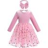 imageIDOPIP Toddler Baby Girls Embroidery Velvet Tutu Dress with Headband Outfit Long Sleeve Fall Princess Birthday Party DressesPink Polka Dots