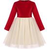 imageIDOPIP Toddler Baby Girls Velvet Tutu Dress Tulle Long Sleeve Christmas Birthday Party Wedding Dresses Fall Winter ClothesRed  Beige
