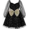 imageIDOPIP Toddler Girls Sparkly Dresses Sequin Bowknot Pageant Birthday Party Dress Glitter Mesh Long Sleeve Fall Dress ClothesBlack