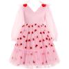 imageIDOPIP Toddler Girls Tutu Dress Mesh Long Sleeve Strawberry Heart Valentine Birthday Party Dresses Pageant Ruffle Tulle GownPink Heart