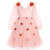 imageIDOPIP Toddler Girls Tutu Dress Mesh Long Sleeve Strawberry Heart Valentine Birthday Party Dresses Pageant Ruffle Tulle GownPink Strawberry