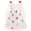 imageIDOPIP Toddler Girls Tutu Dress Mesh Long Sleeve Strawberry Heart Valentine Birthday Party Dresses Pageant Ruffle Tulle GownWhite Cherry