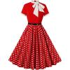 imageIDOPIP Women Elegant Tie Neck Floral Vintage Dress 1950s Retro Cocktail Prom Swing Dress Formal Party Pinup Rockabilly DressRedpolka Dot