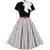 imageIDOPIP Women Elegant Tie Neck Floral Vintage Dress 1950s Retro Cocktail Prom Swing Dress Formal Party Pinup Rockabilly DressWhitepolka Dot