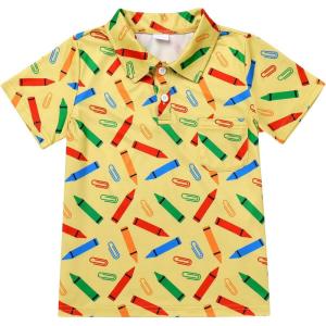 imageIDOPIP Back to School Shirts for Boys First Day of School TShirt Toddler Kids Short Sleeve Print Summer Casual Tops ClothesYellow  Pencil