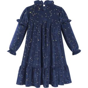imageIDOPIP Toddler Baby Girls Velvet Tutu Dress Sparkle Sequin Christmas Dresses Ruffle Kid Princess Birthday Party Dress ClothesNavy Blue