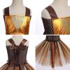 imageIDOPIP Kids Girls Halloween Dress up Costume Princess Birthday Party Tutu Dress with Headwear Accessories for Photo ShootGolden Lion