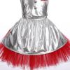 imageIDOPIP Kids Girls Halloween Dress up Costume Princess Birthday Party Tutu Dress with Headwear Accessories for Photo ShootSilver  Red