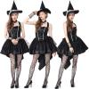 imageIDOPIP Witch Costume for Women Halloween Costume Witch Dress Hat Wristbands 3PCS Adult Witch Dress up Cosplay for Photo ShootBlack
